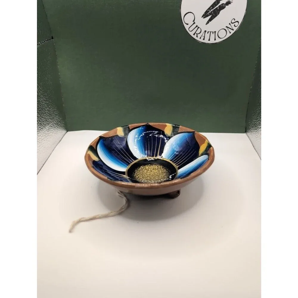 Vintage Hand-Painted Ceramic Hanging Bowl